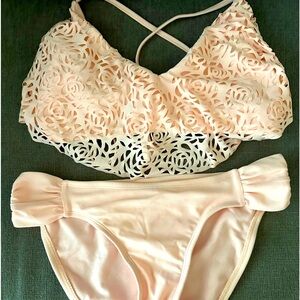 Peach cut out Handkerchief Bikini Size Medium